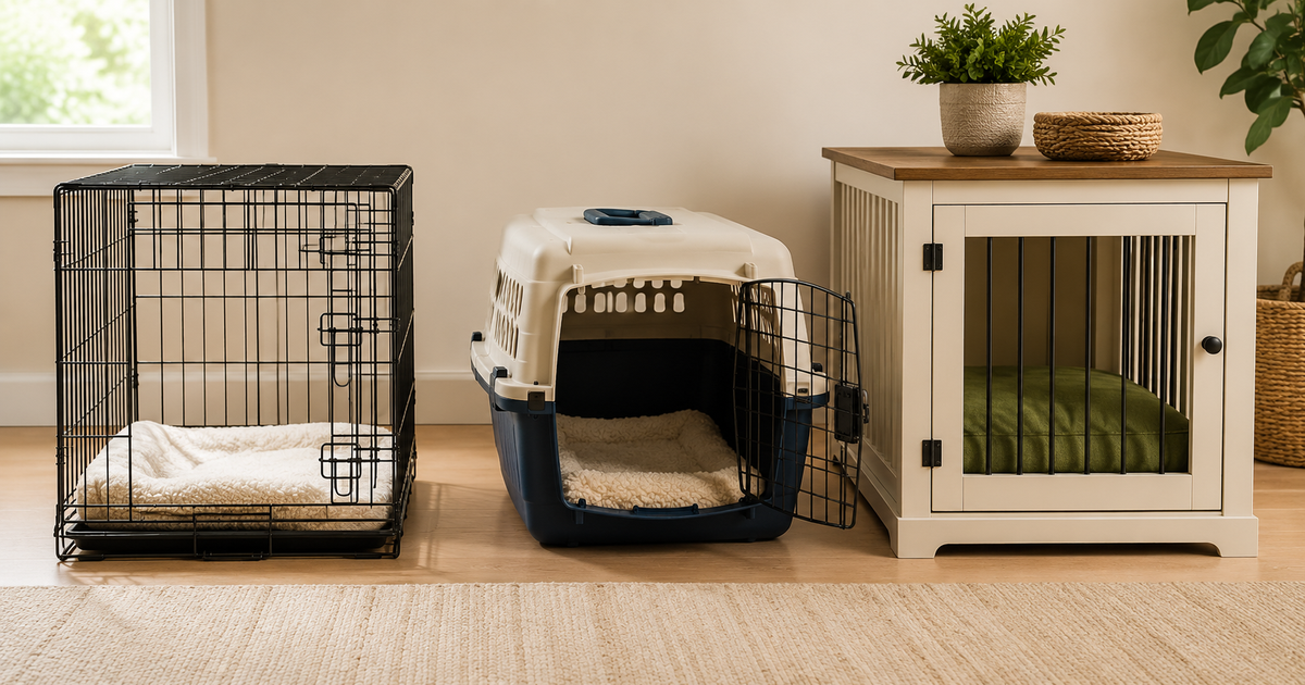 Comparison of different puppy crate styles side by side